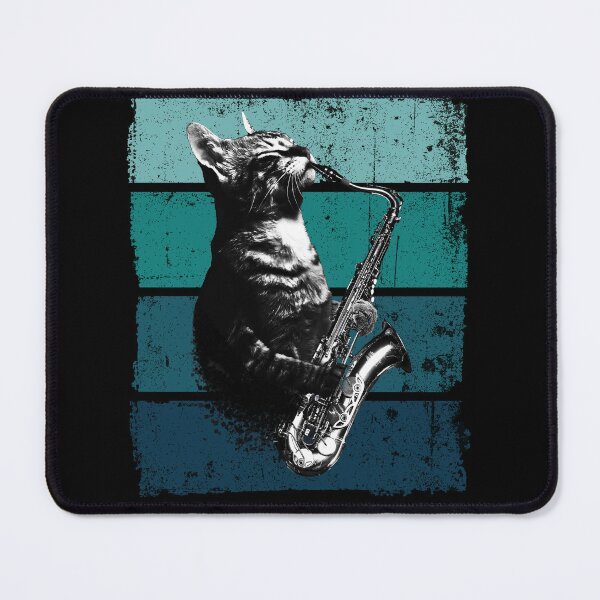 Item preview, Cat Playing Saxophone Vintage Saxophonist Distressed designed and sold by wowwowmeow.