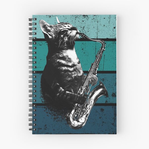 Item preview, Cat Playing Saxophone Vintage Saxophonist Distressed designed and sold by wowwowmeow.