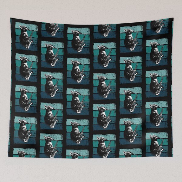 Item preview, Cat Playing Saxophone Vintage Saxophonist Distressed designed and sold by wowwowmeow.