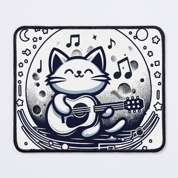 Item preview, Cat Playing Guitar with Moon - Cool and Cute Illustration designed and sold by diegomenjivar92.