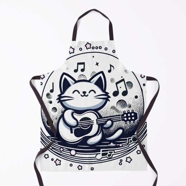 Item preview, Cat Playing Guitar with Moon - Cool and Cute Illustration designed and sold by diegomenjivar92.
