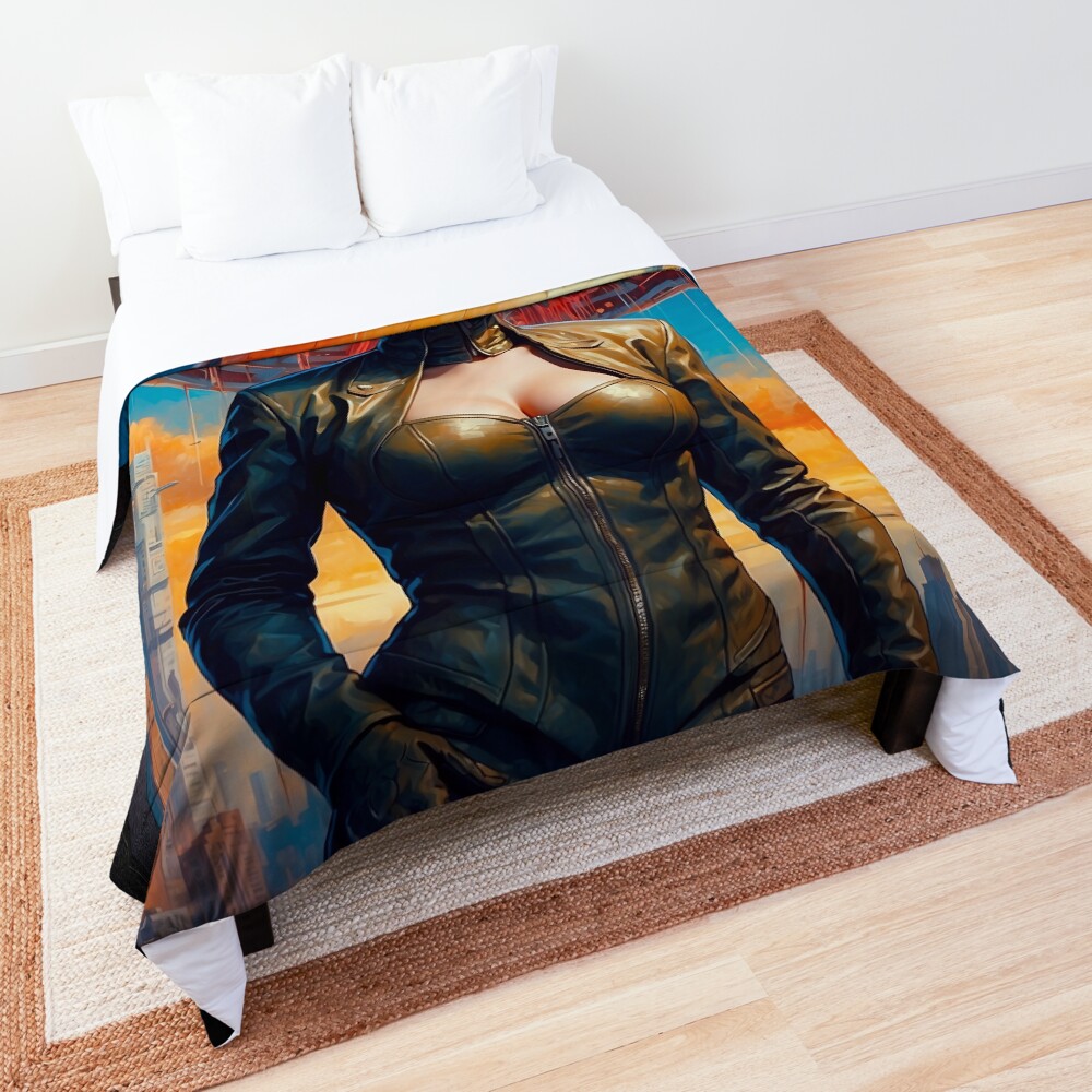 The Aliens Are Upon Us Stunning AI Concept Art Portrait by Xzendor7 Decorative Comforter Art Print