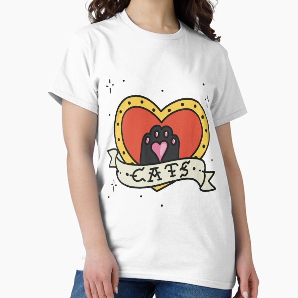 Item preview, Love Cats Traditional Heart Tattoo Flash designed and sold by sevenbells.
