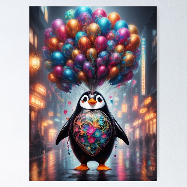 Item preview, Penguin Loves Beautiful Balloons  designed and sold by BotunPeony.