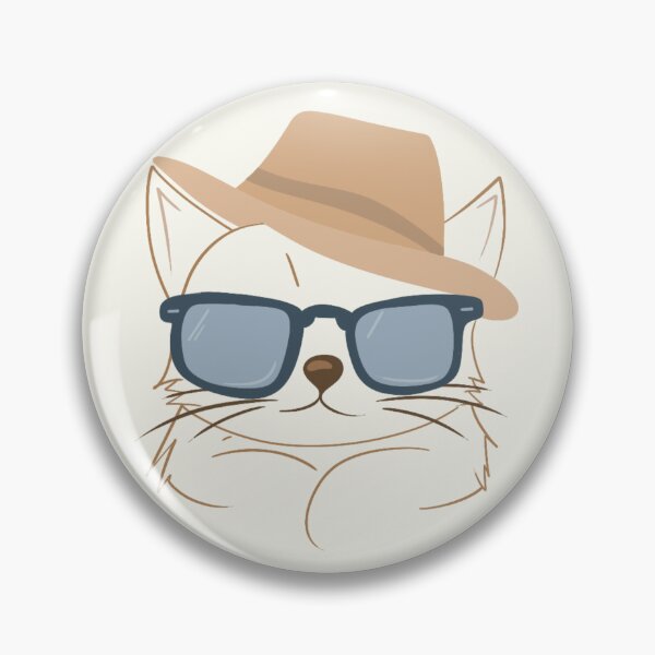 Item preview, Minimalistic Cat Art: Brown Hat Blue Shades Cat designed and sold by ShutterStudios.