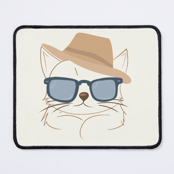 Item preview, Minimalistic Cat Art: Brown Hat Blue Shades Cat designed and sold by ShutterStudios.