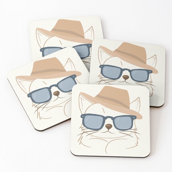 Item preview, Minimalistic Cat Art: Brown Hat Blue Shades Cat designed and sold by ShutterStudios.