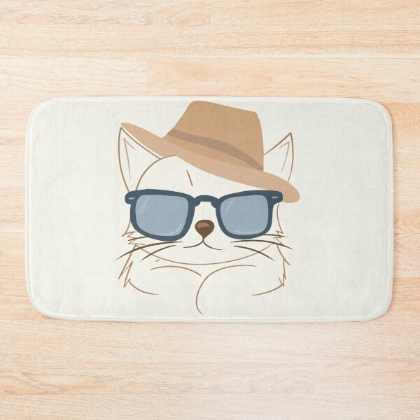 Item preview, Minimalistic Cat Art: Brown Hat Blue Shades Cat designed and sold by ShutterStudios.