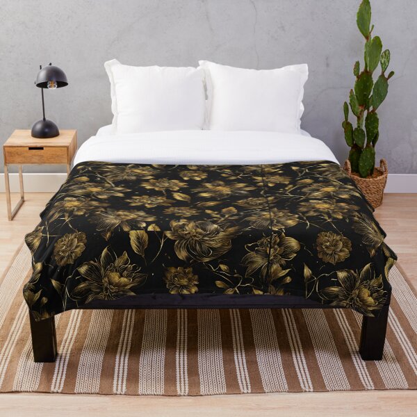 Item preview, Amazing golden flowers on black background  designed and sold by Vilemo.