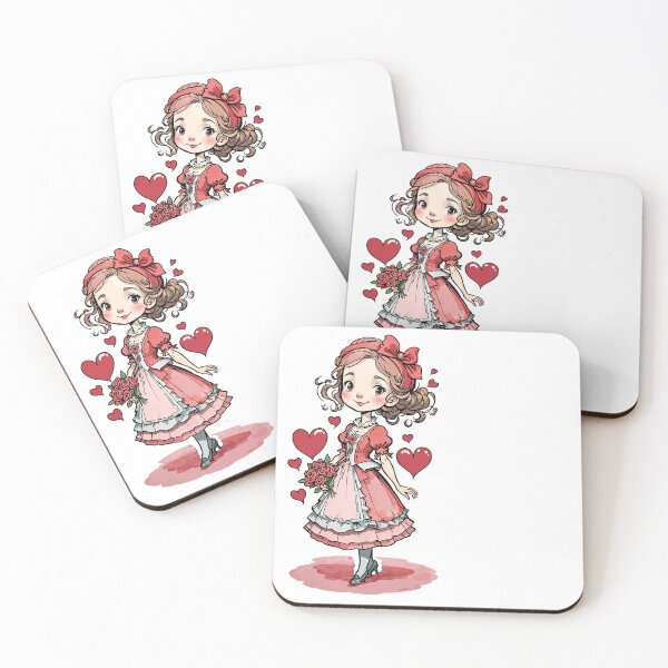 Item preview, Pretty girl with red roses Valentines day designed and sold by KawaiiLlamaShop.
