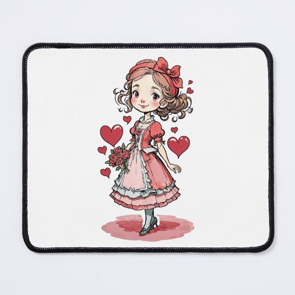 Item preview, Pretty girl with red roses Valentines day designed and sold by KawaiiLlamaShop.