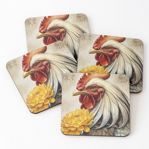 Item preview, Birth Month Bird and Flower - November Rooster & Chrysanthemum designed and sold by waterhutch.