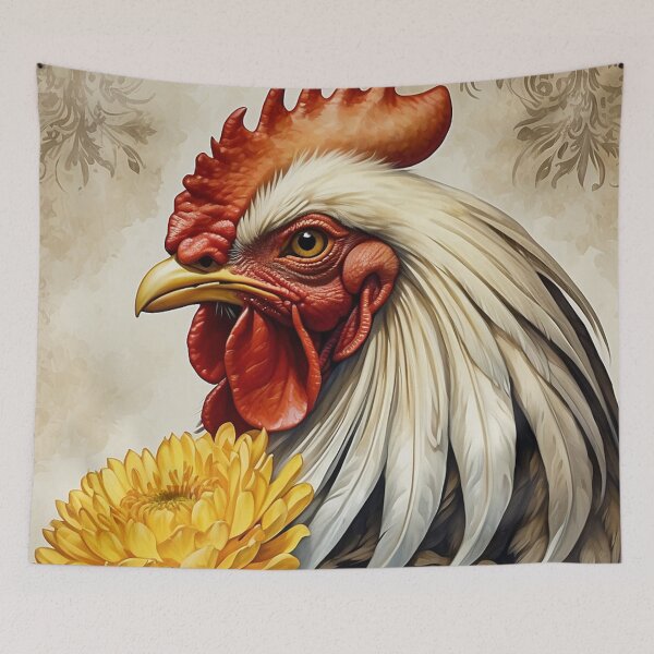 Item preview, Birth Month Bird and Flower - November Rooster & Chrysanthemum designed and sold by waterhutch.