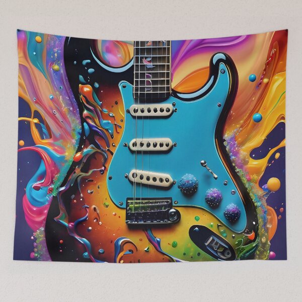 Aperçu de l'œuvre Electric Paint Splash Guitar créée et vendue par TheArtOfPat.