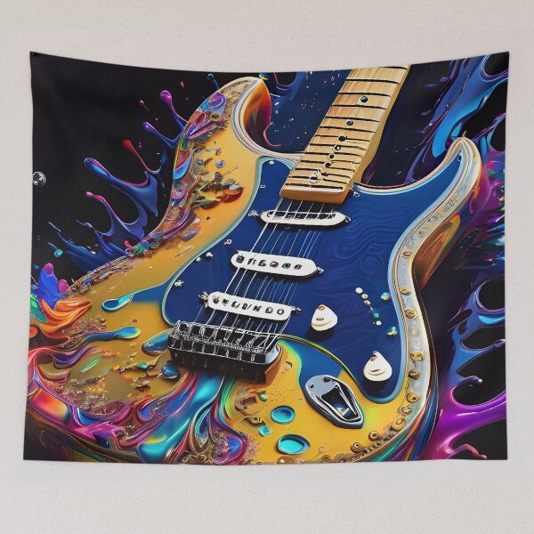 Aperçu de l'œuvre Electric Paint Splash Guitar créée et vendue par TheArtOfPat.