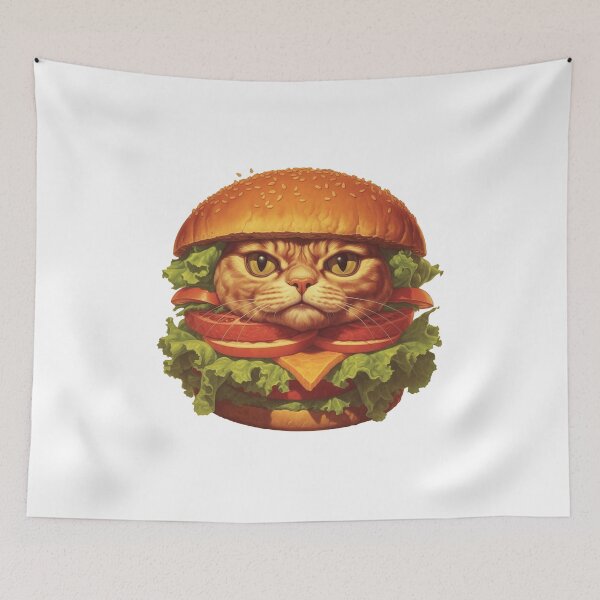 Item preview, Burger cat design designed and sold by RaveAnimals.