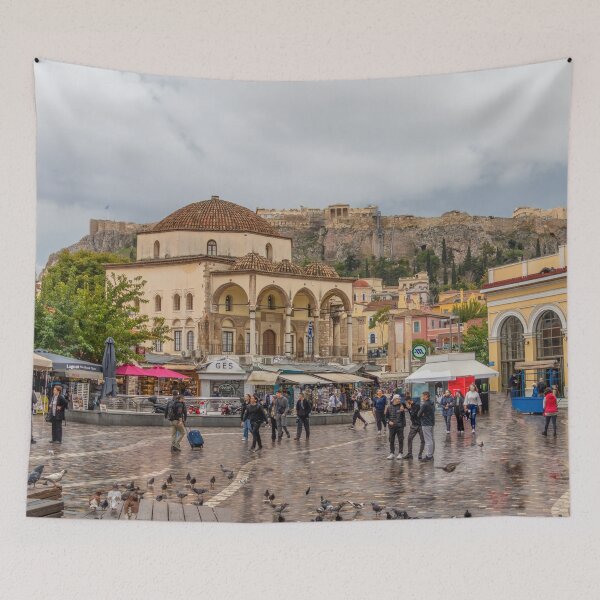 Item preview, Monastiraki Square, Athens, Greece, Rainy Day designed and sold by SafariByMarisa.