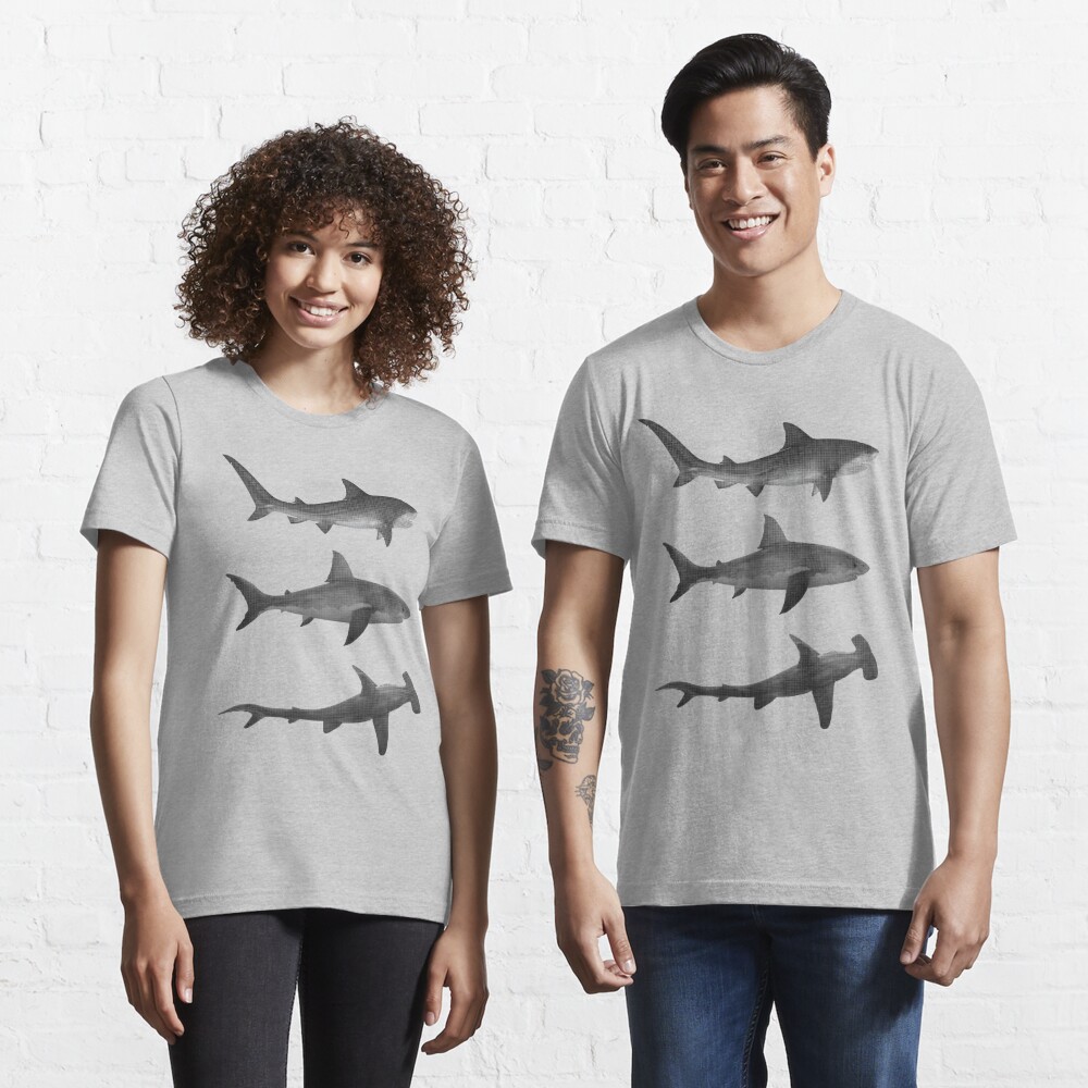 Tiger Shark Great White Shark & Hammerhead Shark Essential T-Shirt for  Sale by banwa