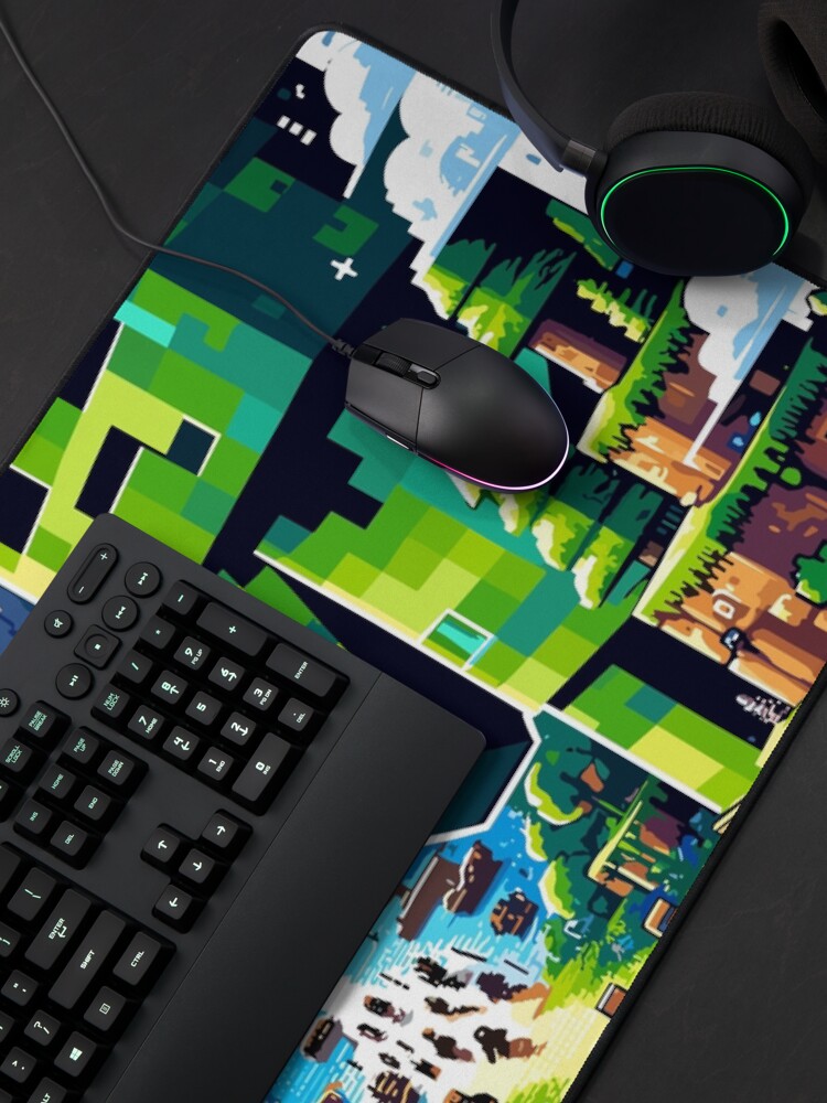 Aperçu 4 sur 5. Tapis de souris avec l'œuvre Pixel Adventure Quest : conception de joueur épique créée et vendue par pixelpopplanet.