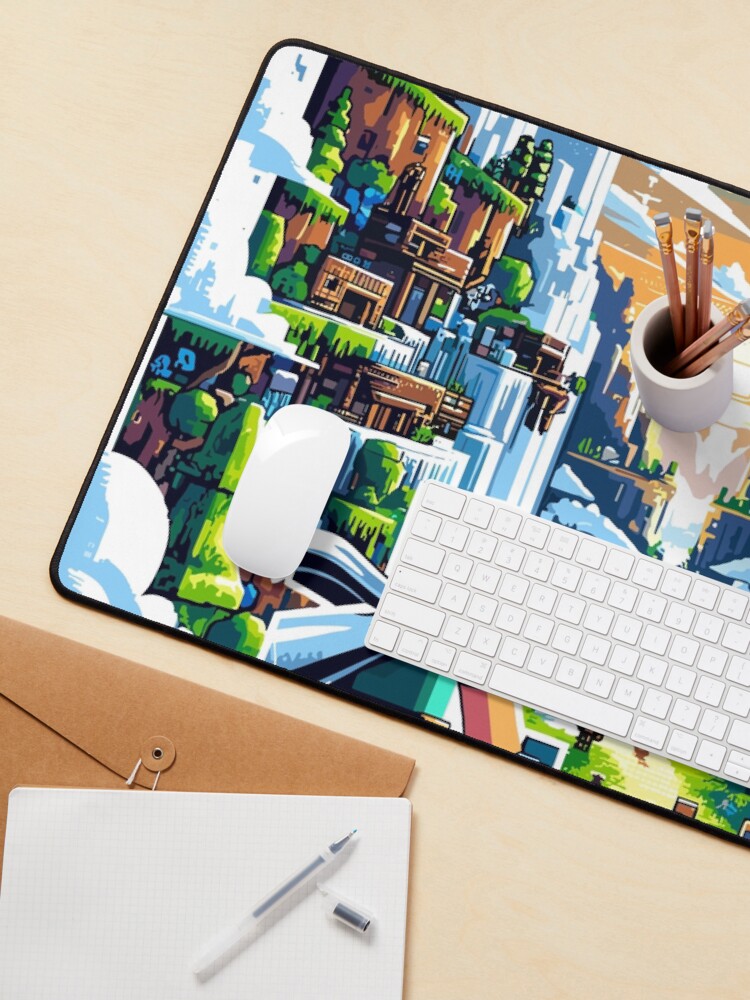 Aperçu 3 sur 5. Tapis de souris avec l'œuvre Pixel Adventure Quest : conception de joueur épique créée et vendue par pixelpopplanet.