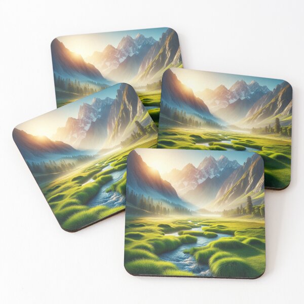 Item preview, Dawn in the Mountain Valley- Nature designed and sold by SheetalMourya.