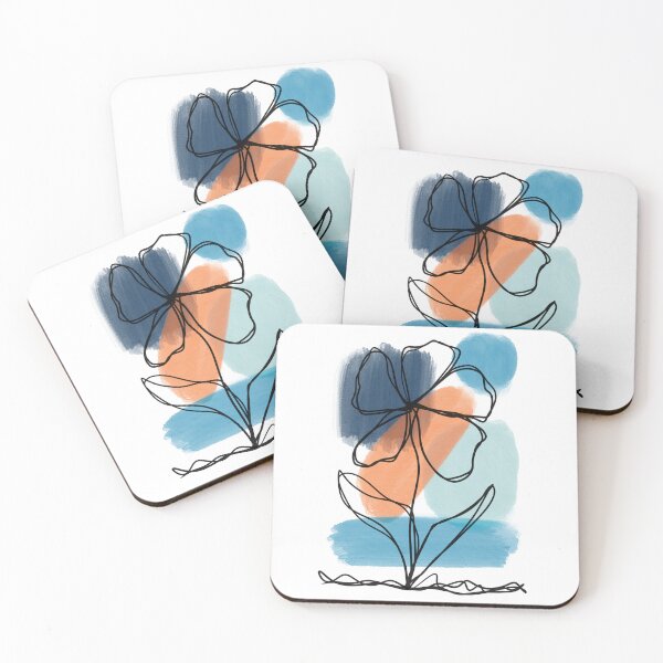 Item preview, Flower continuous line art in blue  designed and sold by delightbynaomi.