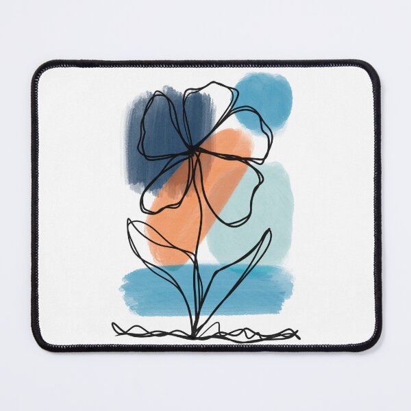 Item preview, Flower continuous line art in blue  designed and sold by delightbynaomi.
