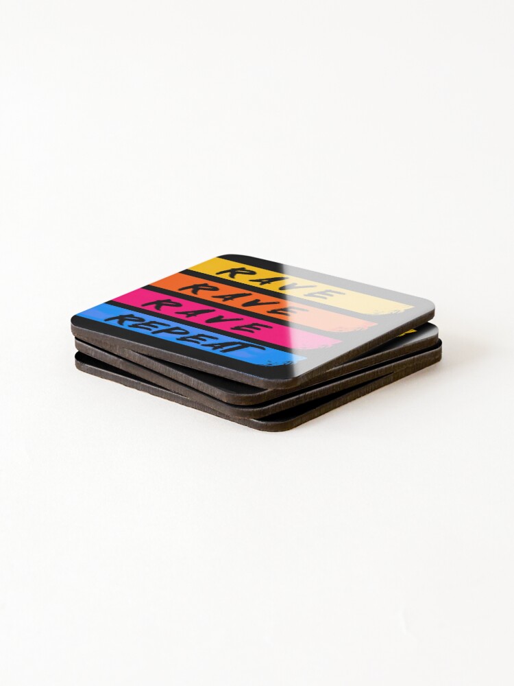 Thumbnail 4 of 5, Coasters (Set of 4), Rave, Rave, Rave, Repeat designed and sold by Psyberspace.