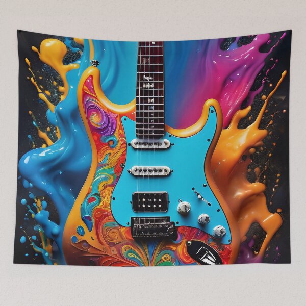 Aperçu de l'œuvre Electric Paint Splash Guitar créée et vendue par TheArtOfPat.