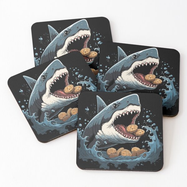 Item preview, Angry shark eating cookies funny shark designed and sold by Szkicerka.