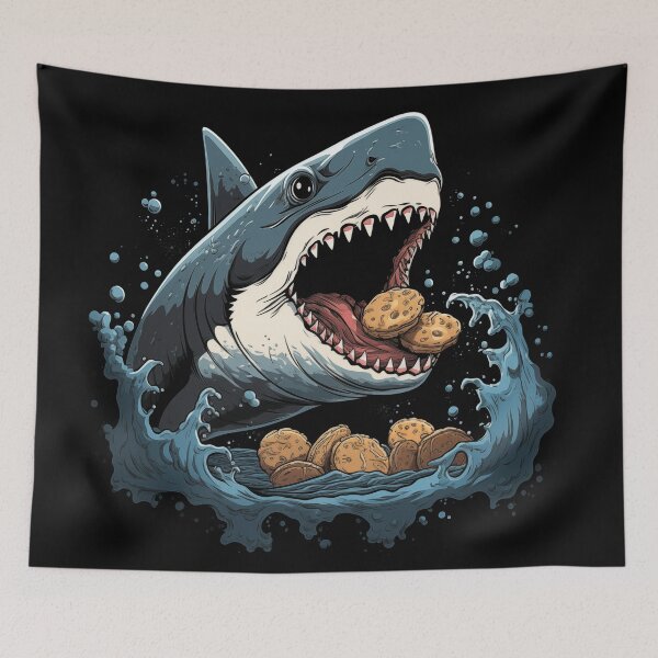 Item preview, Angry shark eating cookies funny shark designed and sold by Szkicerka.