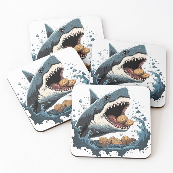 Item preview, Angry shark eating cookies funny shark designed and sold by Szkicerka.