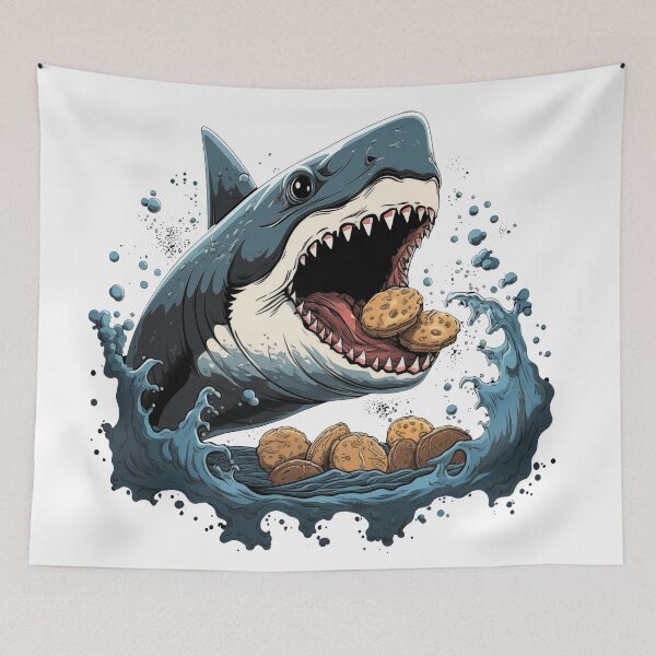 Item preview, Angry shark eating cookies funny shark designed and sold by Szkicerka.