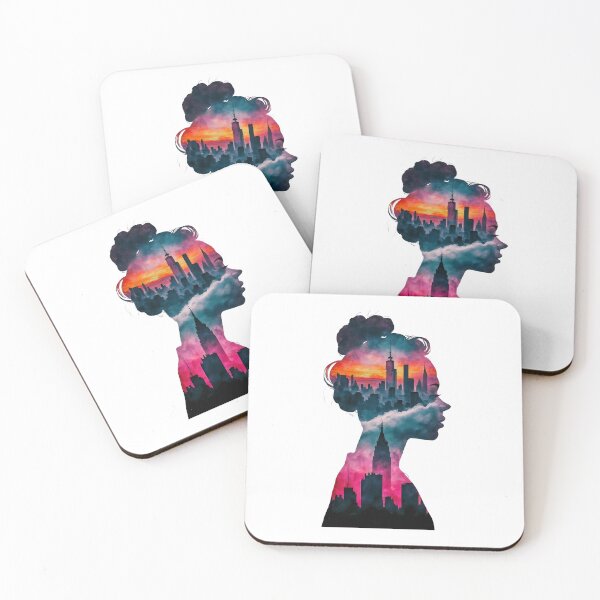 Item preview, Lady listening noise of the city, double exposure art designed and sold by Zibis09.