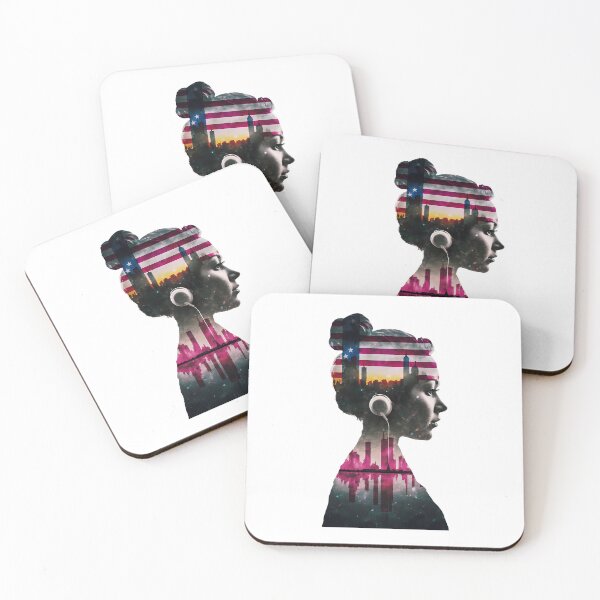 Item preview, Lady listening noise of the city, double exposure art designed and sold by Zibis09.