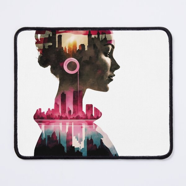 Item preview, Lady listening noise of the city, double exposure art designed and sold by Zibis09.