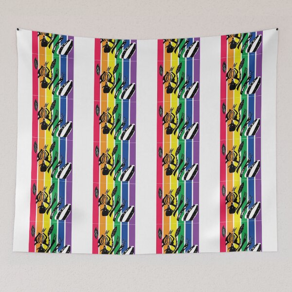 Item preview, Woodblock Style Zebra Print with Colorful Stripes designed and sold by jwturcott.