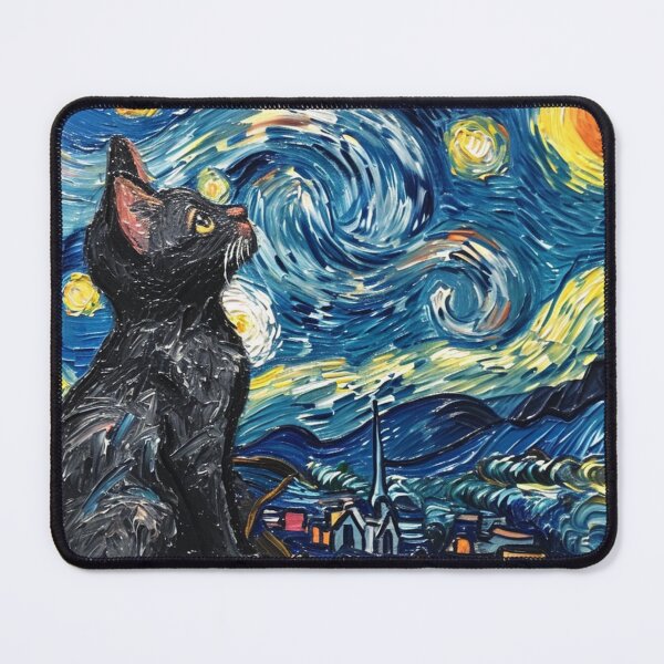 Item preview, Starry night Cat Van gogh Inspired Painting designed and sold by Vangoholic.