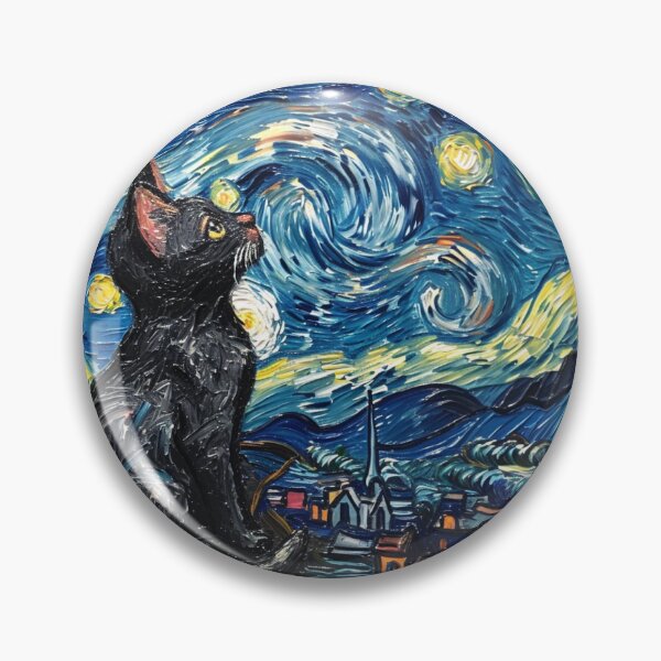 Aperçu de l'œuvre Nuit étoilée Chat Van Gogh Inspiré Peinture créée et vendue par Vangoholic.