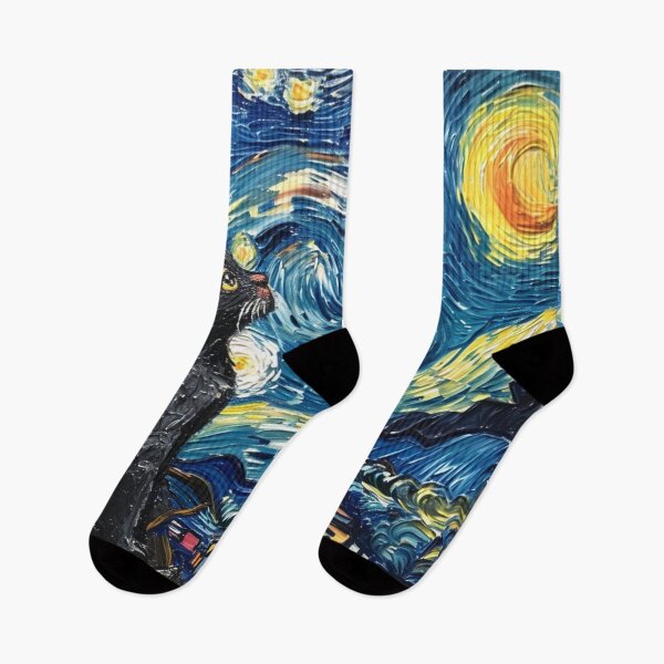 Artikelvorschau, Sternennacht Katze Van Gogh inspiriertes Gemälde entworfen und verkauft von Vangoholic.