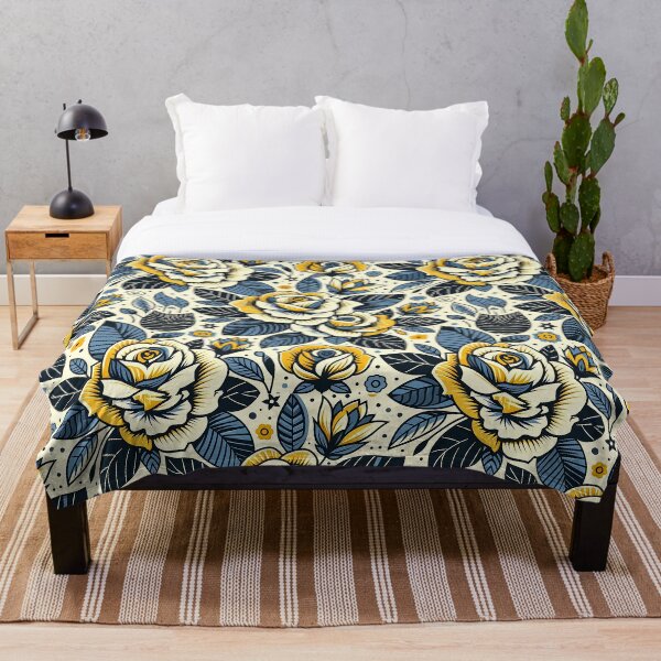 Item preview, Midnight Bloom: Navy & Gold Floral Tapestry designed and sold by UnTangle.