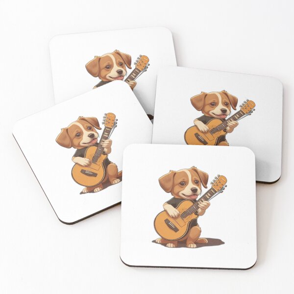 Item preview, Cute Brown Dog Strumming a Guitar designed and sold by BaisaStudio.
