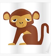 Sleepy Monkey - Cute Animal Illustration Poster