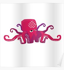 Sleepy Octopus - Cute Animal Illustration Poster