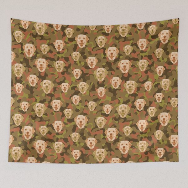 Item preview, Smiling Labrador Face And Brown-Olive Camo Pattern designed and sold by DuFauna.