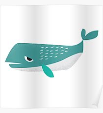 Sleepy Whale - Cute Animal Illustration Poster