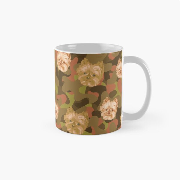 Item preview, Smiling Yorkie Face And Brown-Olive Camo Pattern designed and sold by DuFauna.