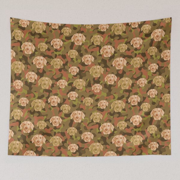 Item preview, Smiling Dachshund Face And Brown-Olive Camo Pattern designed and sold by DuFauna.
