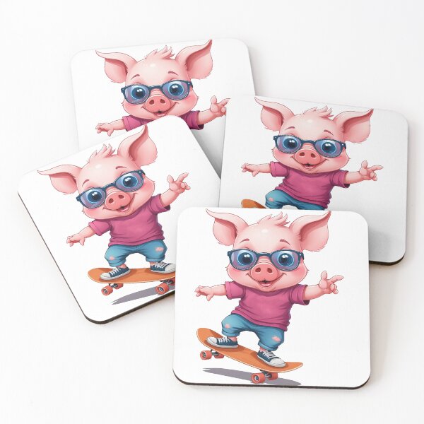 Item preview, A Cute pig  Playing skateboard designed and sold by chathai.