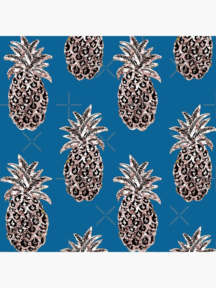 Rose Gold sparkle Pineapples on Teal by MagentaRose